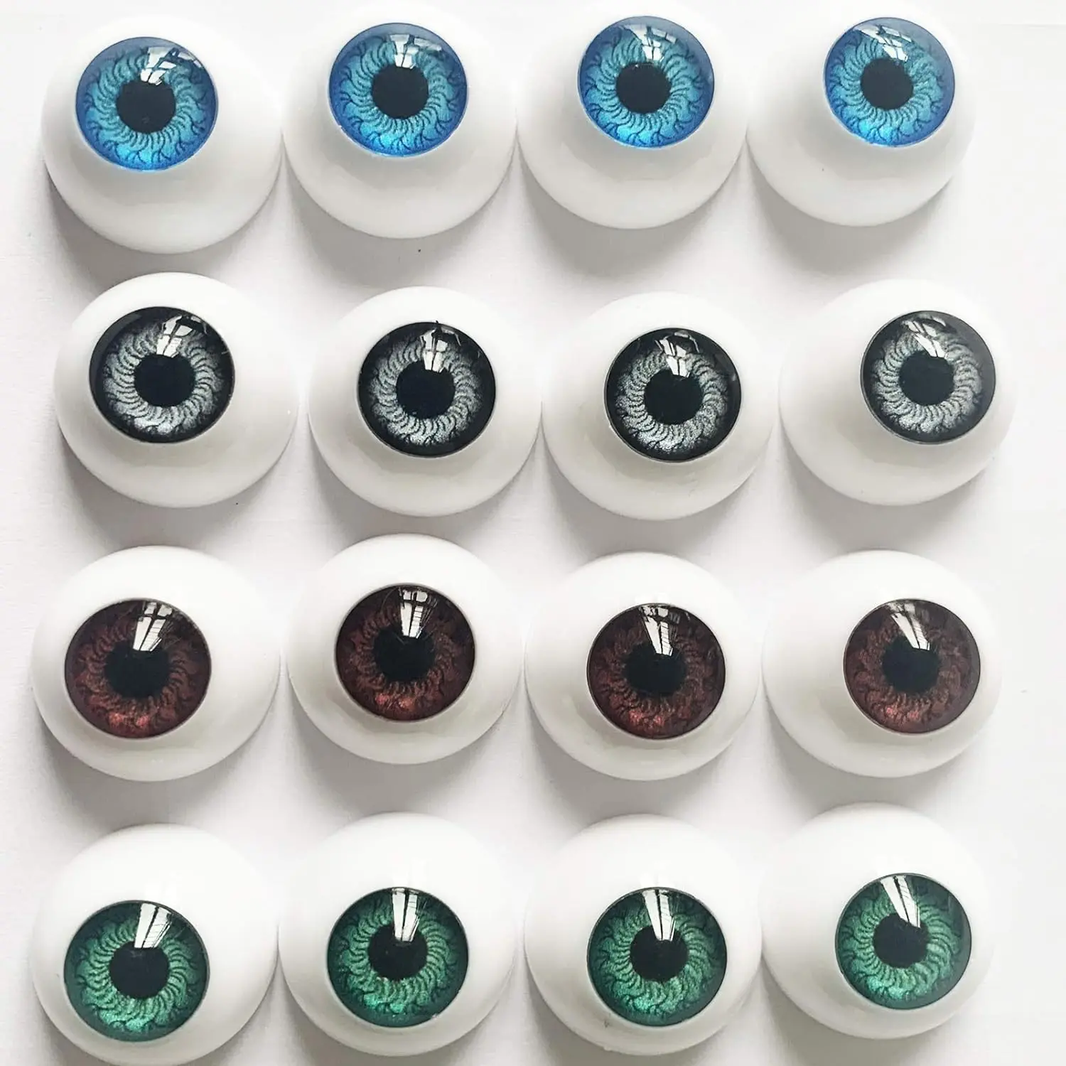 8 Pairs of 4 Colors 22mm Half Round Realistic  Eyes for  Props, , Dolls or Bears Craft Plastic Eyeballs (22mm)