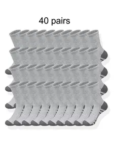 30 Pairs Men's Classic Long Socks, Breathable, Comfortable, Moisture-Wicking, Striped Knit, Polyester Material