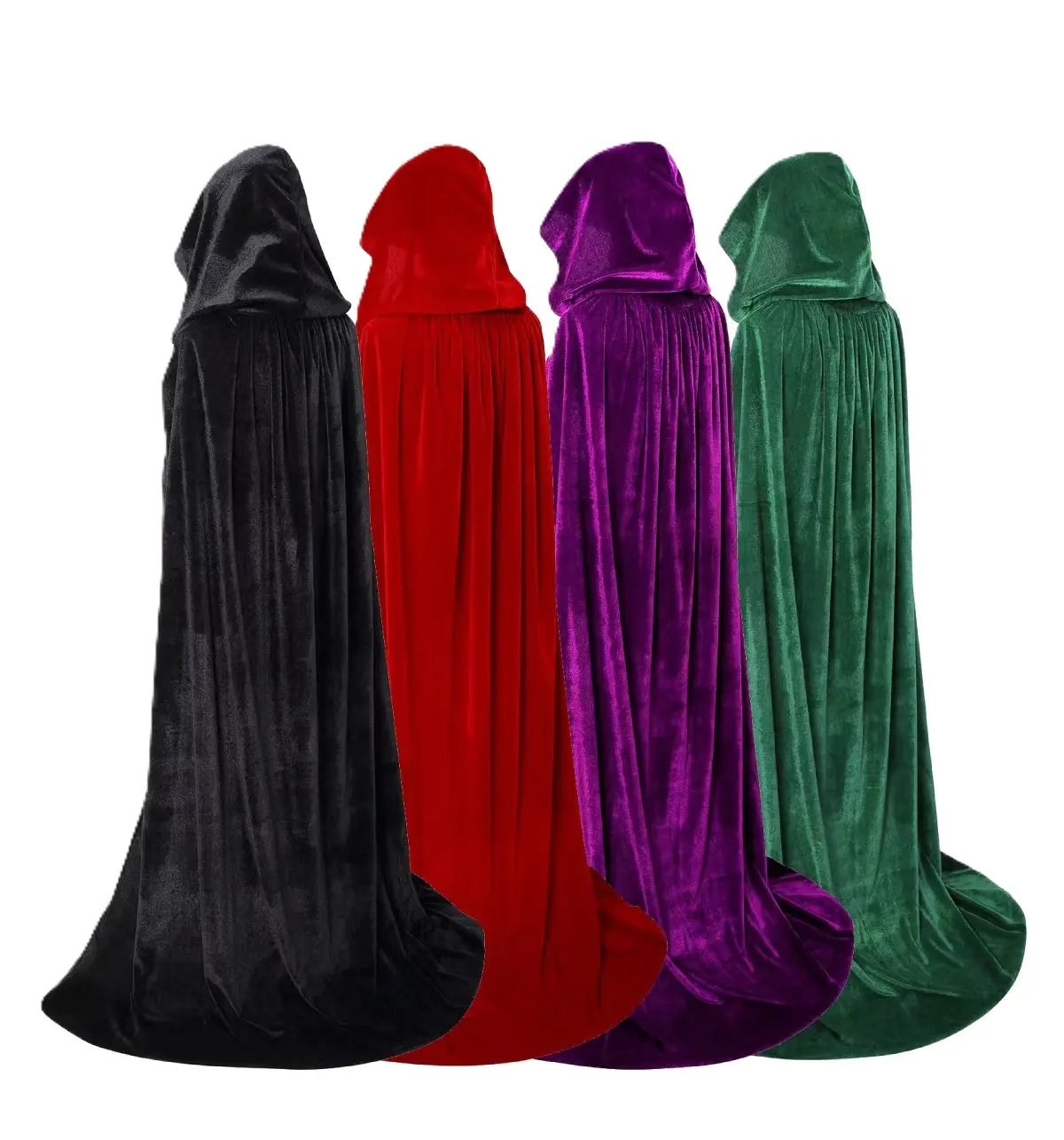 Medieval Velvet Cloak-Cape for Wizards, Indoor Recreation Halloween Stage Costume for Family Parties