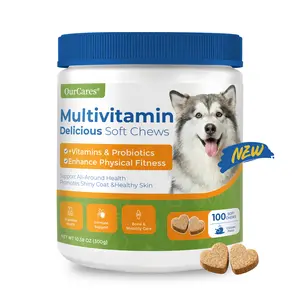 OurCares NEW Advanced Dog Multivitamin Soft Chews (Chicken Flavor) – 100 Count | Chewable Multivitamin Supplement for Dogs with Glucosamine, MSM, Krill Oil & 1.2 Billion CFU Probiotics, Supports Joint, Skin, Itch Relief & Immune Health，GLB