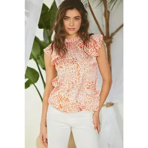 Printed Flutter Sleeve Top