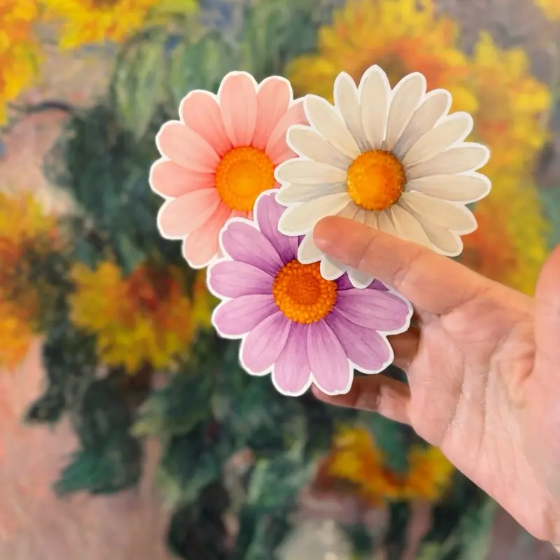 Cottagecore Daisy Sticker Pack – 8 Large 4x4” Matte or Glossy Watercolor Flower Stickers – Aesthetic Wall Decor, Laptop Stickers, Journals, Nurseries, Flower Lovers, Easter Stickers, Spring Stickers