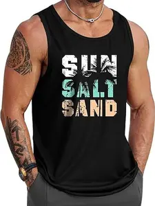 Mens Hawaiian Beach Tank Tops Summer Vacation Muscle Top Graphic Sleeveless Shirts (S-3XL)
