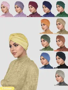 Elegant Muslim Style Headscarf Cap, Simple Fashion Twist Knot Design, Multi-Color Options, Perfect for Daily Wear and Religious Occasions, Turban Hijab