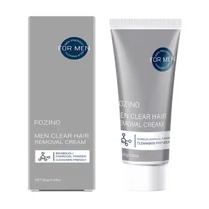 ROZINO Men's Clear Hair Removal Cream Gentle Smooth for All Body Parts Skin Friendly Clean Fresh 60g for Armpits Arms Legs & Private Areas