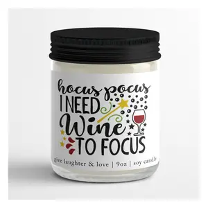 Hocus Pocus Wine Candle: Funny Fall Gift, 9oz Soy Candle