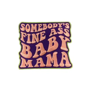 Patch Party Club, (1-pc) "Somebody's Fine Ass BABY MAMA", 4" Iron-on Embroidered Patch, Cute Patch for Jackets, Hats, Crocs, Gifts for Mother, Funny Gifts, DIY