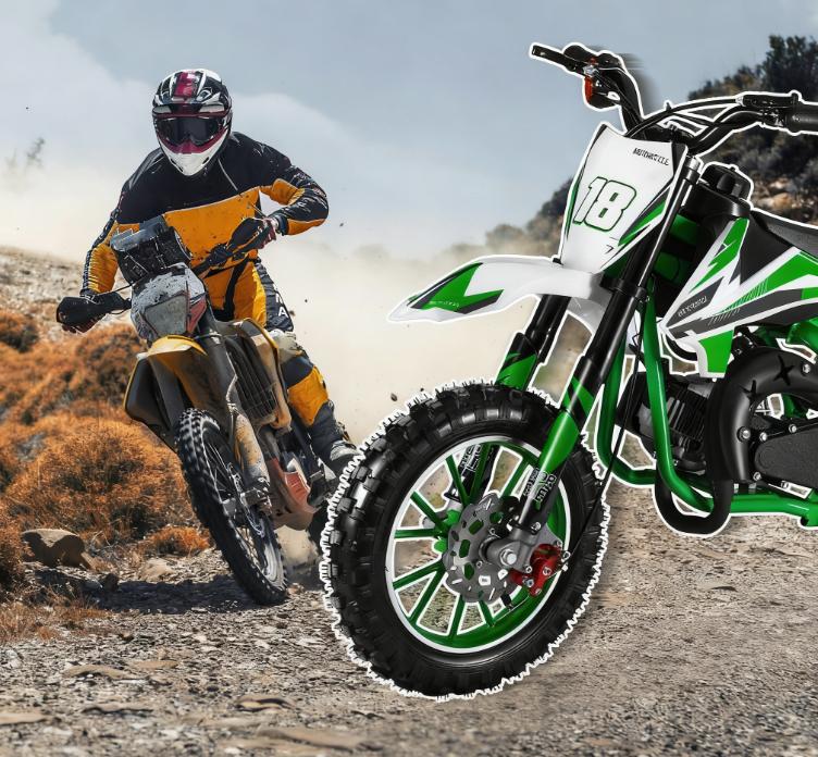 Explorinox Kids Dirt Bike:Children's electric toys car, Max Speed 30 KM/H, Professional Front & Rear Disc Brakes for Safe Riding (Green)