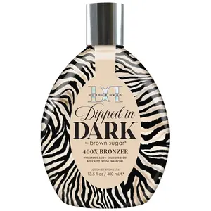 Brown Sugar Dipped in Dark Tanning Lotion, Double Dark 400X Bronzer with Hyaluronic Acid, Collagen & Tattoo Enhancers, 13.5
