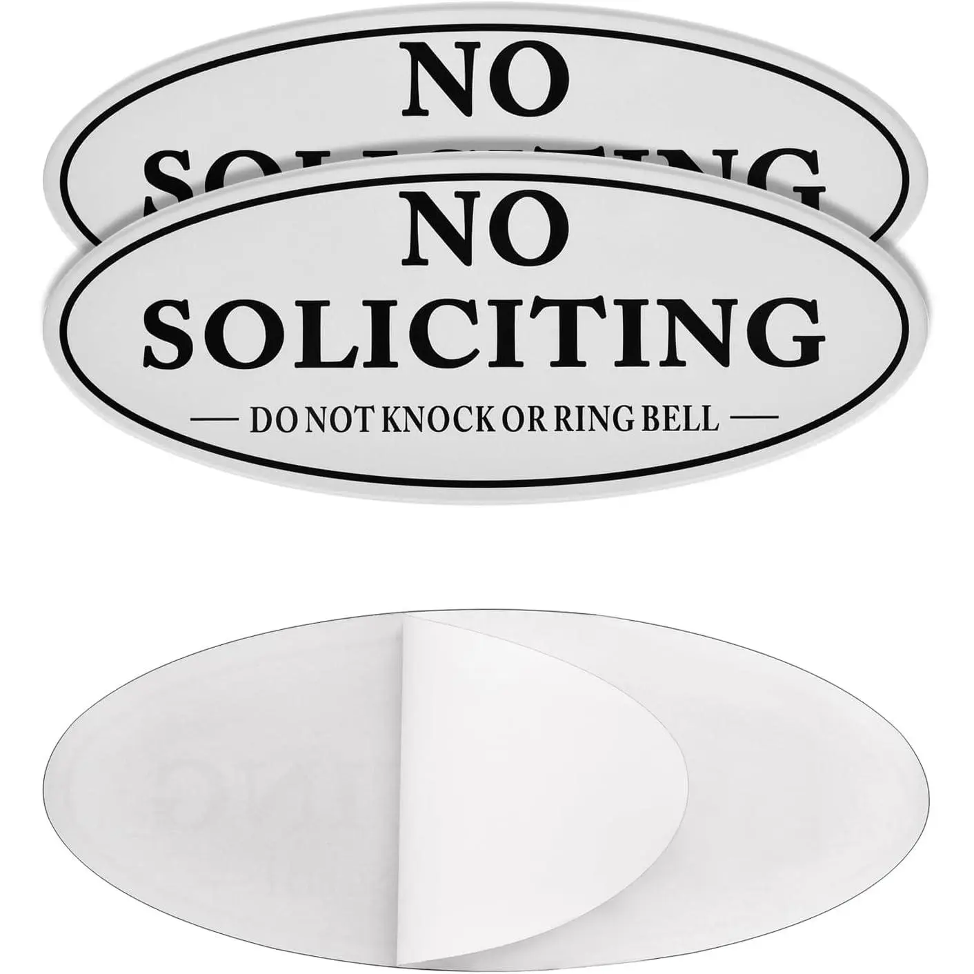 2 Pack No Soliciting Sign for Door, Do Not Knock or Ring Bell Sign, , 2.8" x 7", Keeps Unwanted Visitors Away