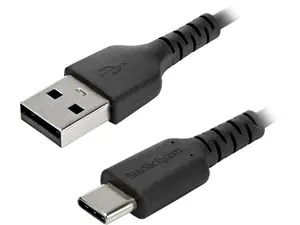 StarTech.com RUSB2AC2MB 2m (6.56 ft.) USB A to USB C Cable - High Quality USB 2.0 Data Transfer & Charge Cable - Male to Male - Aramid Fiber - Black (RUSB2AC2MB)