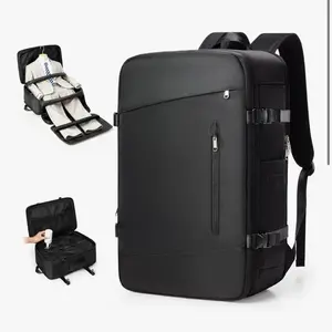 ZYLO Vacuum Backpack Travel with Suit Bag and Air Pump, 60L Expandable Flight Approved Carry On, Waterproof Compression Vacpack with TSA Lock, USB Port & Laptop Compartment - Black