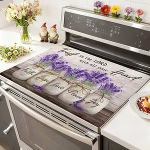 Soft Electronic Stove Panel Protector Pad, Flower Vase Wood Grain Design, Scratch Resistant, Easy to Clean, Multi-Purpose Kitchen Cover