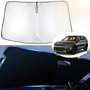 Canvcle Windshield Sun Shade for 2020-2026 Kia Telluride Accessories Thicken 240T Front Window Sunshade Cover Sun Visor Protector Foldable Block UV Rays Keep Vehicle Cool Upgraded 5-Layer Insulation
