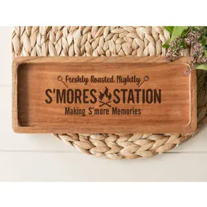S'mores Station Laser Engraved Tray Christmas Home Decor Camping Holiday Gifts Wood Festive Touch for Your Home