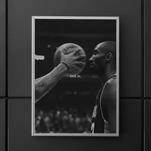 Kobe Bryant Motivational Canvas Wall Art, Black & White Basketball Decor for Bedroom, Gym & Office