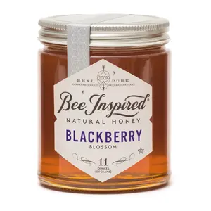 Bee Inspired Raw Blackberry Blossom Honey - Pure & Smooth USA Pacific Northwest Harvested Honey with Floral & Berry Flavor 11 oz Kosher Mild Sustainably Crafted