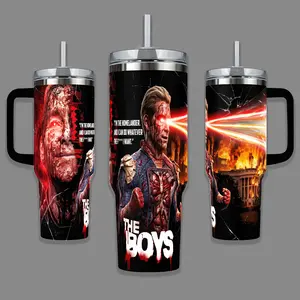 The Boys Final Season Homelander Laser Eyes 40oz Tumbler With Handle – Horror Superhero Stainless Steel Travel Mug