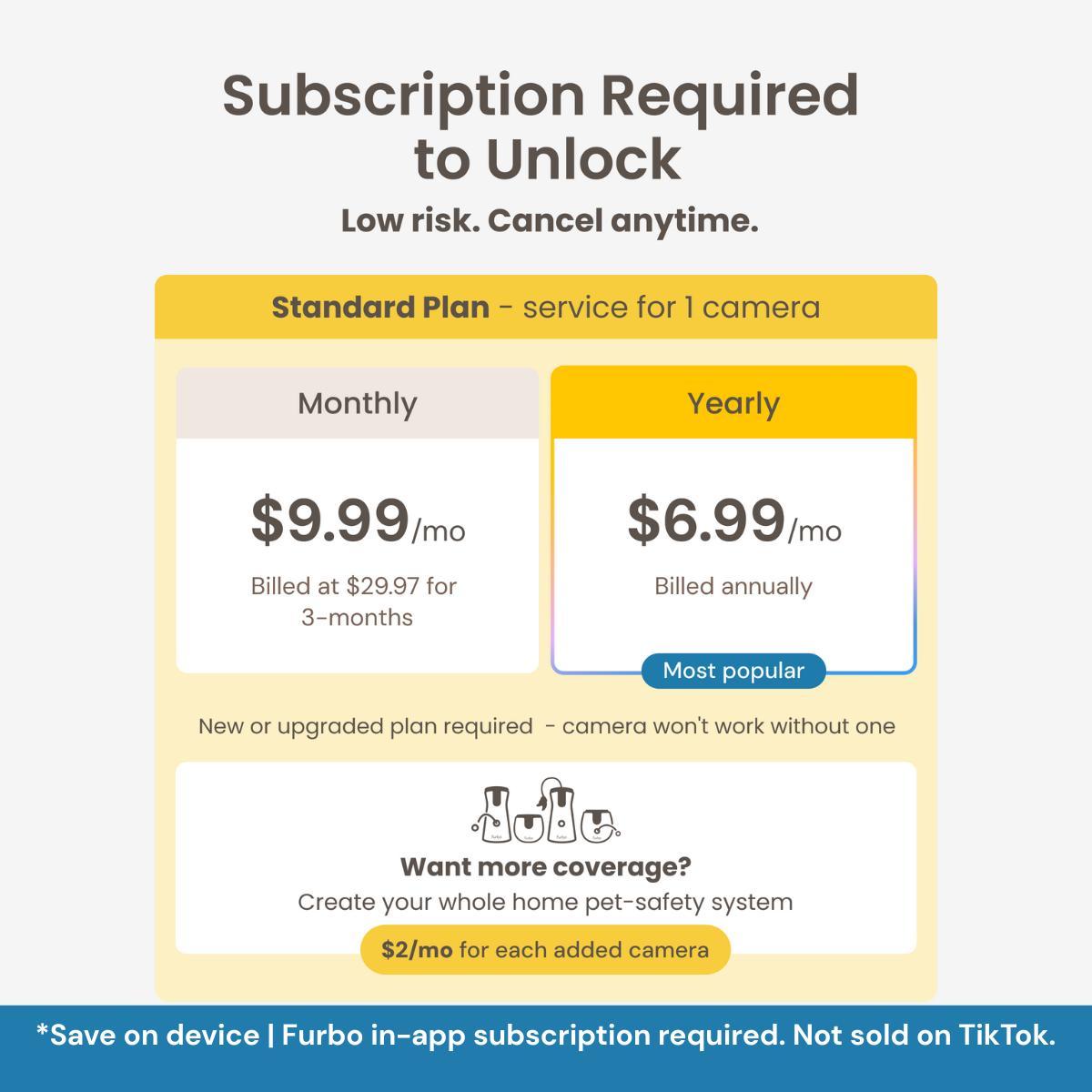 Furbo 360° Dog Camera [Nanny Edition - Unlock with Paid Subscription] Home Security Smart Dog Camera, Barking & Safety Alerts, Pet Camera with Speaker, Smart Home Indoor Puppy Cam w Phone App & Color Night Vision - 3mo Minimum Subscription Required