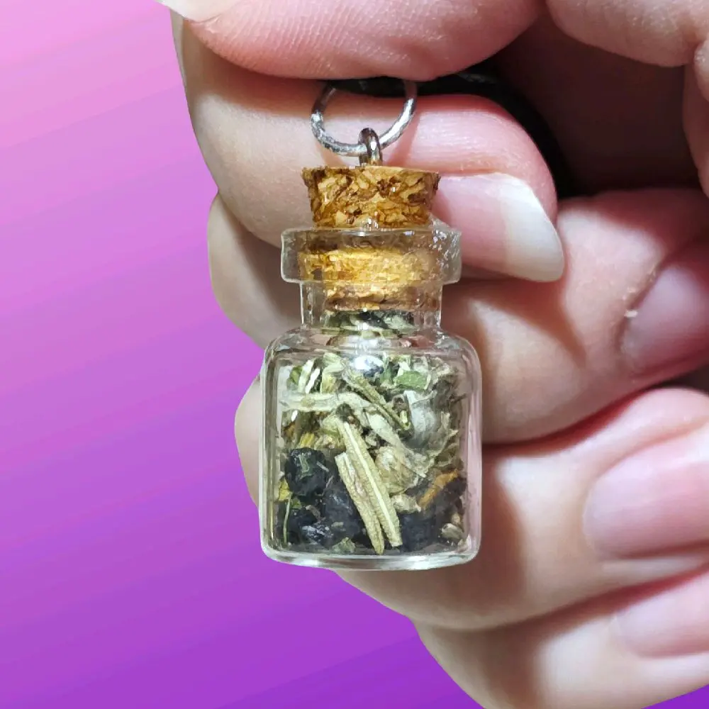 Spell Jar Necklaces for Protection, Self Love, Success, Intuition, Calming