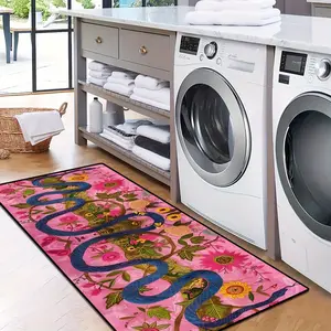 Art Gallery Indoor Pink Anti-slip Mats - Blue Snake Pattern - Coffee Shop Corridor Soft and Comfortable Mat - Living Room Stylish Decoration Long Carpets - Balcony Runner Rugs