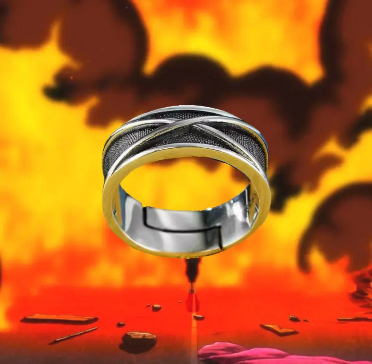 Time and Space Ring Retro Wukong Black Punk Gothic Adjustable Open Ring for Men Handmade Designer Anime Couple Gift with Metal Coating