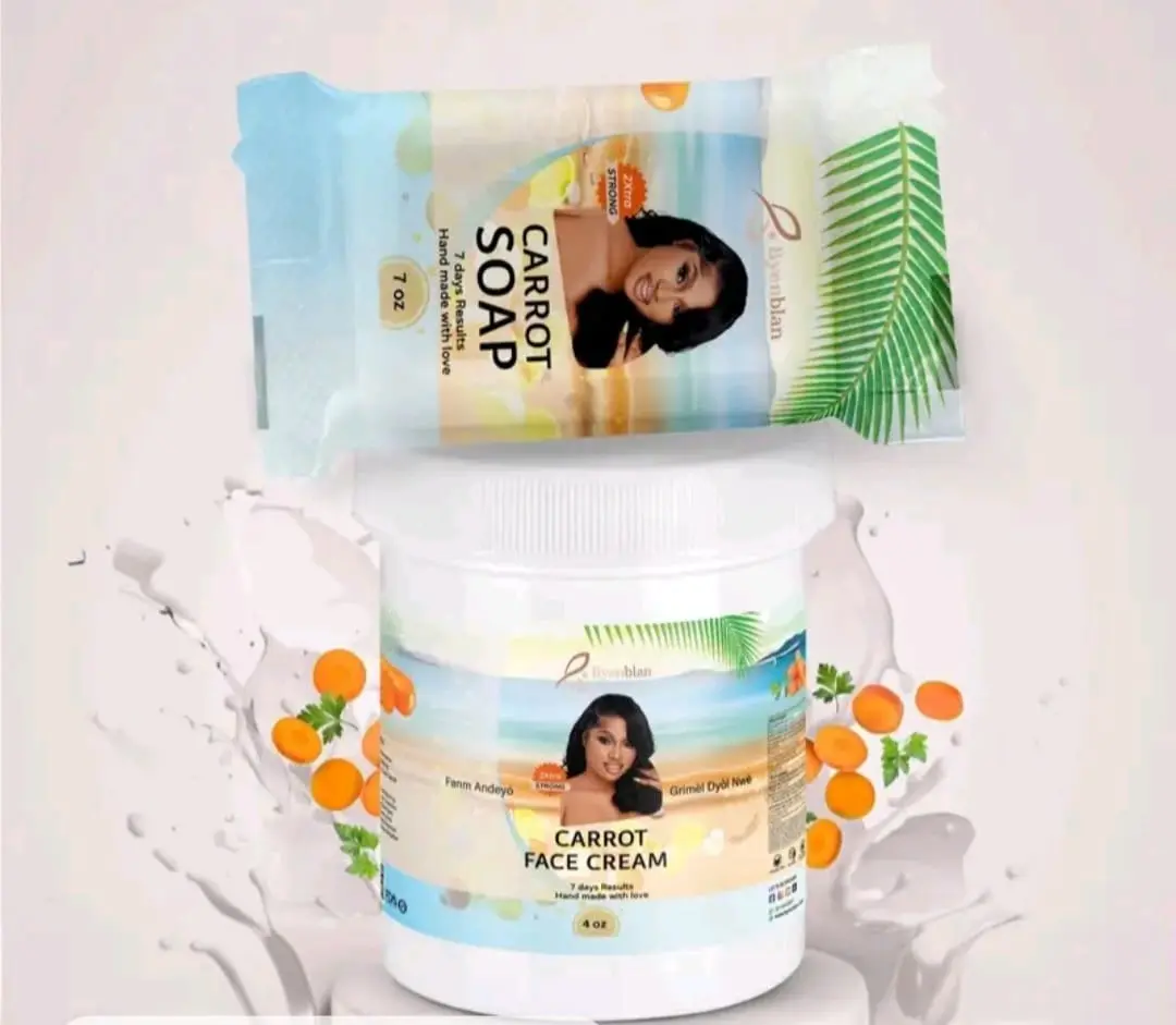 Byenblan Carrot Face  Sets  Fanm Andeyo 4 oz  face 7 oz Jam Soap