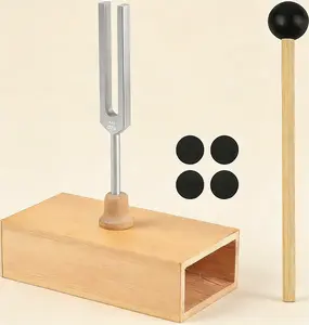 528 Hz Tuning Fork Set with Wooden Resonator Box for Sound Healing, Yoga & Stress Relief