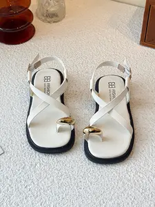 Girls' Summer Sandals 2026 New Arrival, Outdoor Beach Shoes, Square Toe Slip-On, Princess Roman Style, Strapy Sandals, Slide On Sandals, Casual PU Rubber Sole