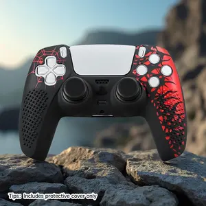 Silicone Game Controller Protective Case, Game Controller Protector with 2 Thumb Grip Cap, Soft Shell, Gaming Accessories for PS5 Controller, Cover