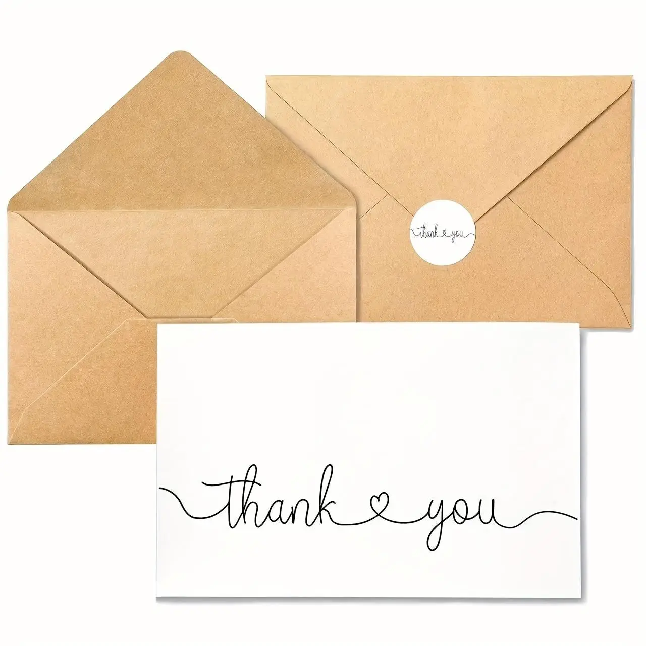 Thank You Cards with Envelopes & Sticker, 60pcs/set Including 20pcs Card & 20pcs Envelope & 20pcs Sticker, Party Thank You Card Set for Wedding Birthday, Custom Message Card, Positive Message Card