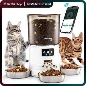 Automatic Cat Feeder for 3 Cats, 6L/25 Cups Smart WiFi Pet Feeder, Strong Anti-Jam System, Dual-Effect Desiccant Cat Food Dispenser, with 10S Voice Recorder for Cats and Small Dog