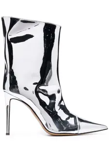 Alexandre Vauthier Silver Booties Reflective Material Size 38