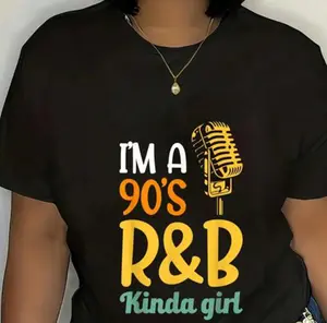 90's R&B Music Graphic Tee, Retro Hip Hop Style Short Sleeve For Music Lovers
