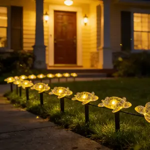 20 LEDs Turtle solar garden decorative lights with warm light, suitable for patios, villa gardens, lawns, holiday party lighting, easy to install