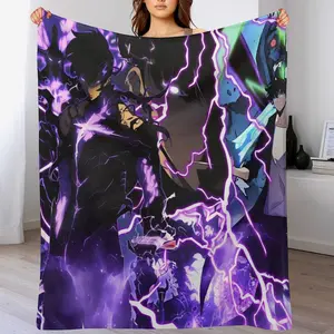 Solo Leveling Anime Flannel Blanket - Super Soft & Durable Anti-Shrink Design | Machine Washable Cozy Throw for Anime Lovers, Family Movie Nights, Couch & Bed Decor