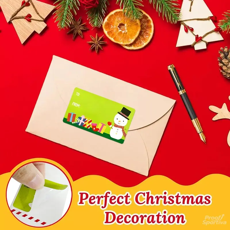 Festive Self-Adhesive Gift Wrapping Stickers, Christmas Labels for Holiday Decor & Present Tags, 1 Roll of 200 Stickers