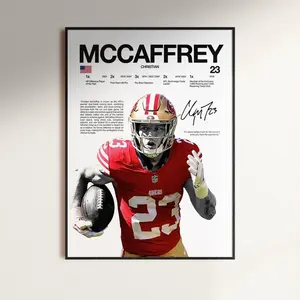 Christian McCaffrey Poster, NFL Wall Print, Football  NFL Poster Print, Sports Decor, San Francisco 49ers Poster, NFL Gift