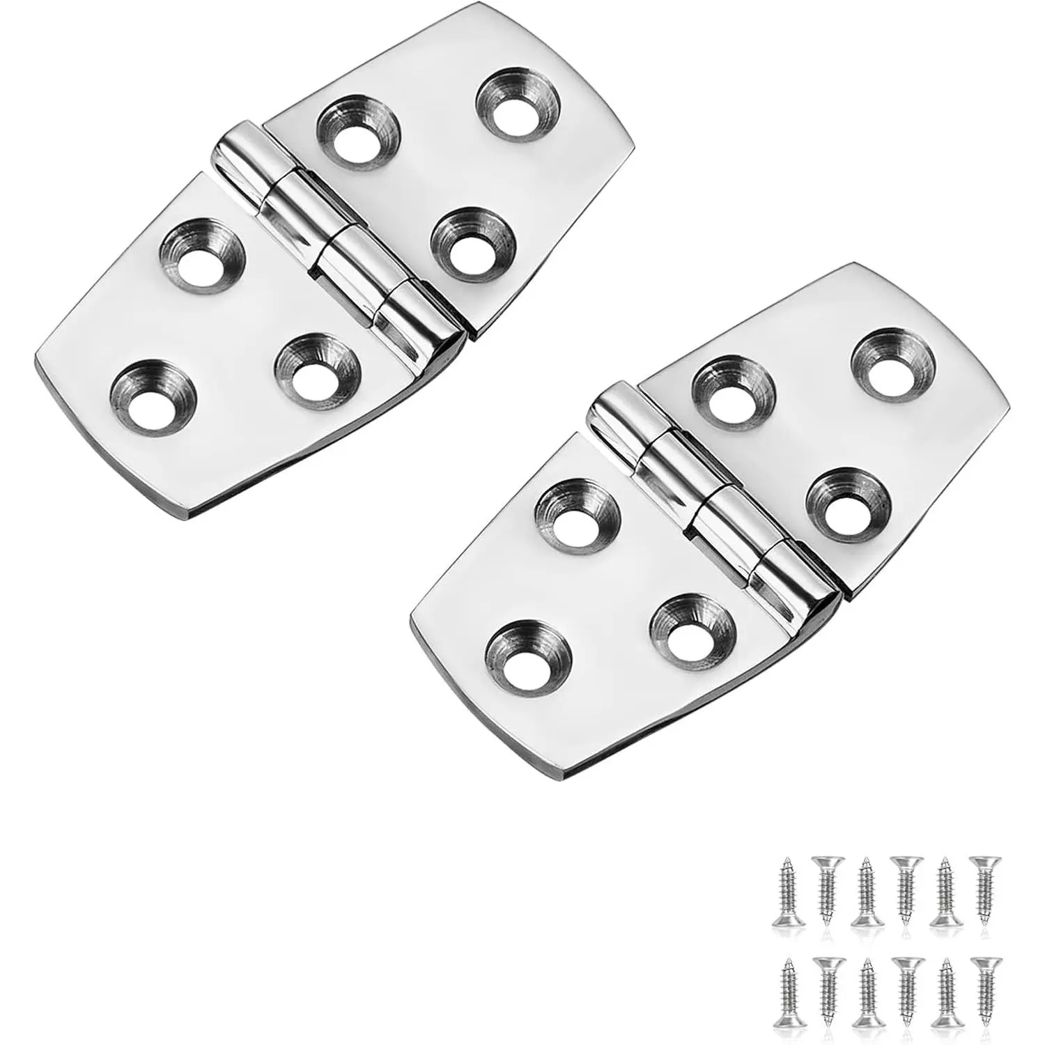 316 Stainless Steel Boat Door Hinges - 3x1.5 in (76x38mm), Heavy-Duty, No-Noise, 2 PCS with Screws for Sports & Outdoors Hardware Applications