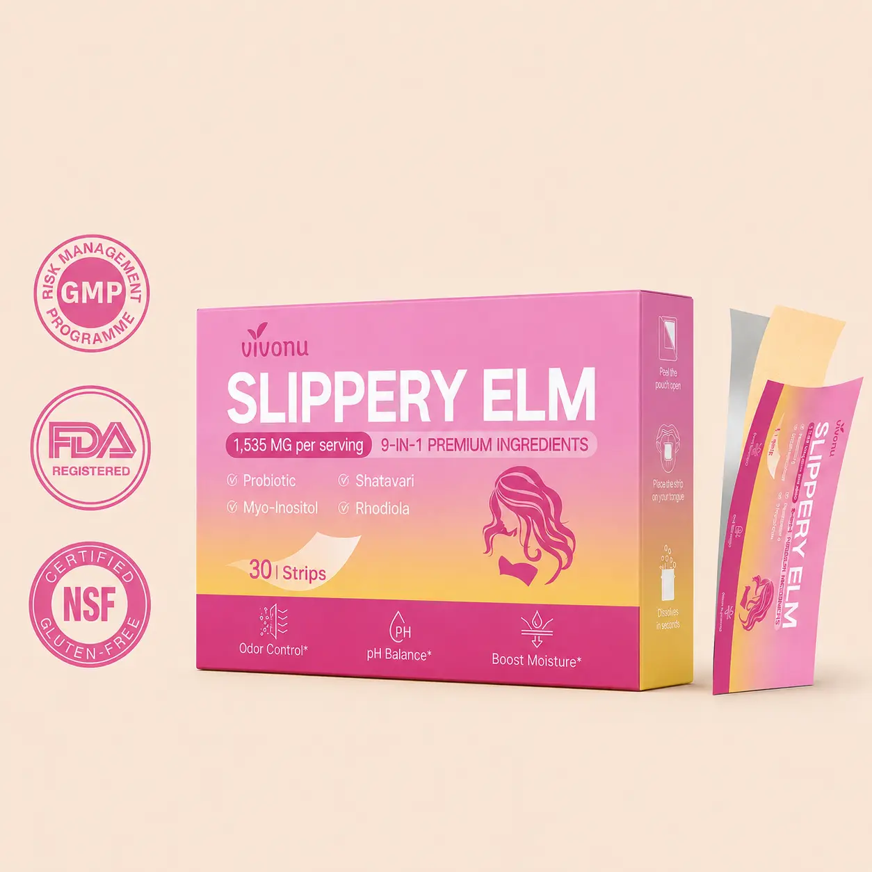 VivoNu Natural Dietary Supplement - Slippery Elm, Shatavari Root, Women’s Probiotics for Desire & Energy, Intimate Care & Sexual Health Support, Dietary Supplements, Intimate Care Vitamins Supplements, Sexual Health Vitamins Supplements