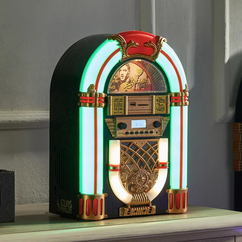 Arkrocket x Elvis Presley Mini Jukebox / Tabletop CD / Bluetooth Speaker Limited Edition (Black/Gold) kpop cd cassette player record player