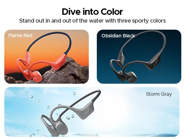 DOOGEE Bone Conduction Headphones, IP68 Waterproof SwimminHeadphones Wireless Bluetooth 5.4, Skin Friendly Silicone, 32GBMP3 Mode, Sport Open Earphones for Underwater, Running, Cycling
