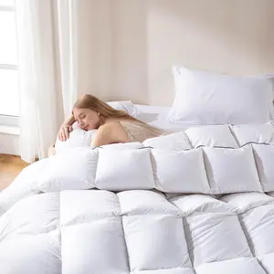 Comforter , White Fluffy Duvet Insert with Ultra Soft  Cotton Cover, All Season Luxurious Hotel Bed Comforter  with Corner Tabs, 68"x90"