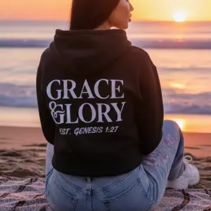 Women's Graphic Hoodie, Cute & Durable Print, Regular Fit, Easy Care, Grace Glory Genesis 1:27