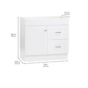 Project Source Series 36-in True White Bathroom Vanity Base Cabinet (OPEN BOX)