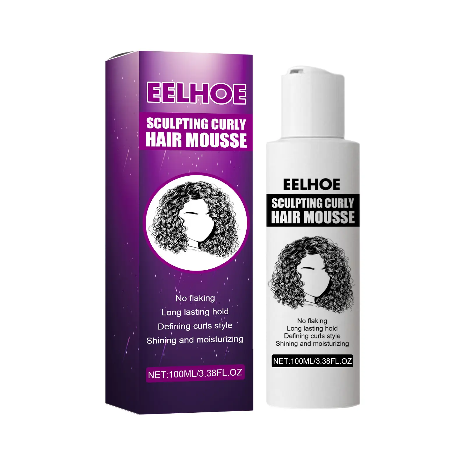 EELHOE Curl Defining Cream Volumizing Frizz Control Styling Gel for Bouncy Shiny Curls Long-Lasting Hold
