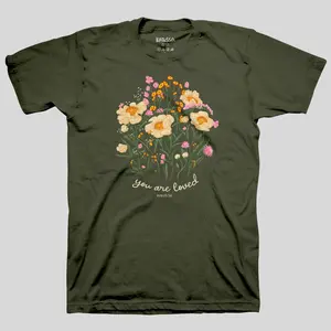 Kerusso Women's Military Top - Seamless T-Shirt with Sleeves, "You Are Loved" Graphic, Bottom-Pairing Womenswear Essential