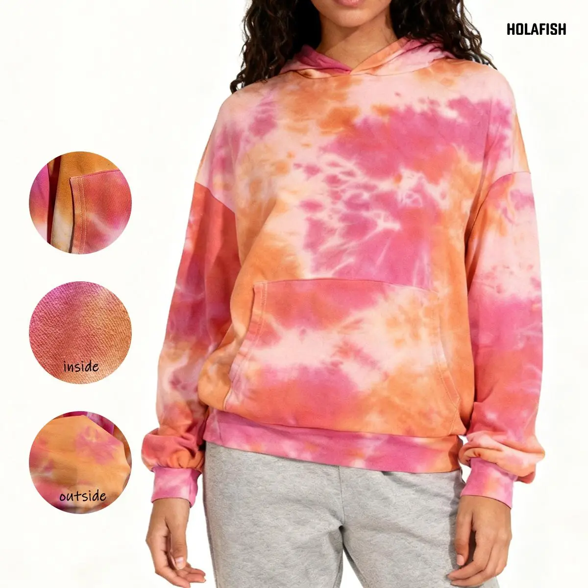 Holafish Unique Tie Dye Hoodies Unisex Tie Dye Hooded Sweatshirt, Womens Casual Fashion Long Sleeve Hooded  Sweatshirt for Daily Holiday Outdoor Wear ,Fall Hoodies summervibes