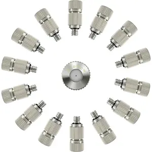 High Pressure Outdoor Anti-drip Fogging Spray Head Outdoor Cooling Misting System Nozzle, UNC 10/24 Stainless Steel Misting Nozzles 0.012" Orifice (0.3mm), Silver Tone,15 Pcs