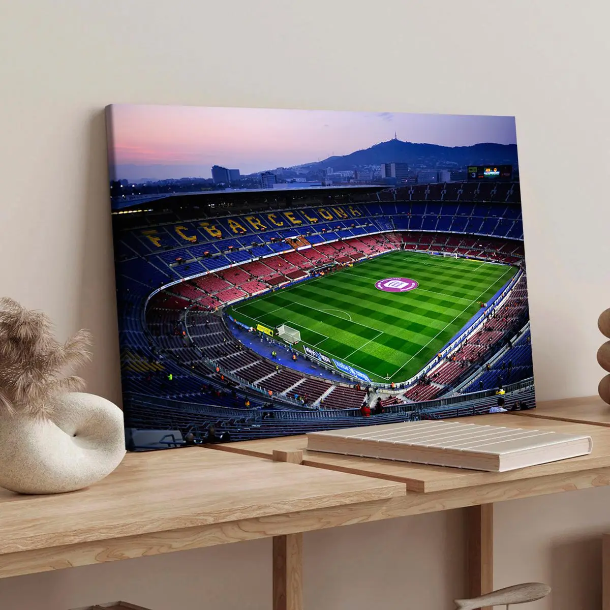 FC Barcelona Football Shrine Wooden Framed Canvas, Modern Art Decoration, Living Room Bedroom Decoration, Hallway Office Mural, Ideal Gift, Poster, Wooden Wall Art, Artwork, Art Work For Wall Decor, Decoration Items